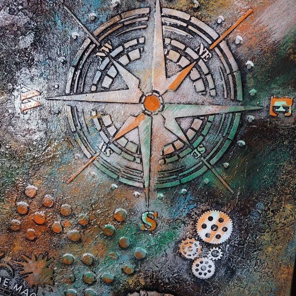 Acrylic Paint Collage Mandala Compass 3D - Picture 6 of 7